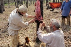 Monte Hall skinning beaver with Tom Nestor